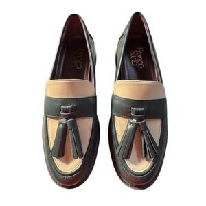 Franco Sarto NEW Dark Green and Cream Chunky Loafers Size 6M